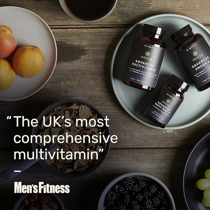 Inessa Methylated Multivitamin for Men - Advanced Natural Daily Mens Multivitamins with CoQ10 100mg, Vitamins D3, K2, A, B Complex Vitamins, Folic Acid & Zinc - 60 Vegan Tablets for Men & Women-SeraviaPure