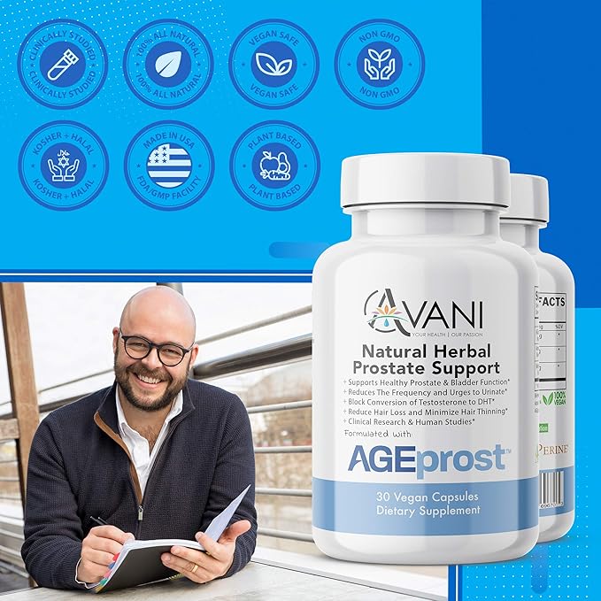 '- Best Natural Herbal Prostate Health Support - Supplement for Men - Reduce Frequent Urination & Midnight Bathroom Trips - DHT Blocker Hair Loss Supplement-SeraviaPure