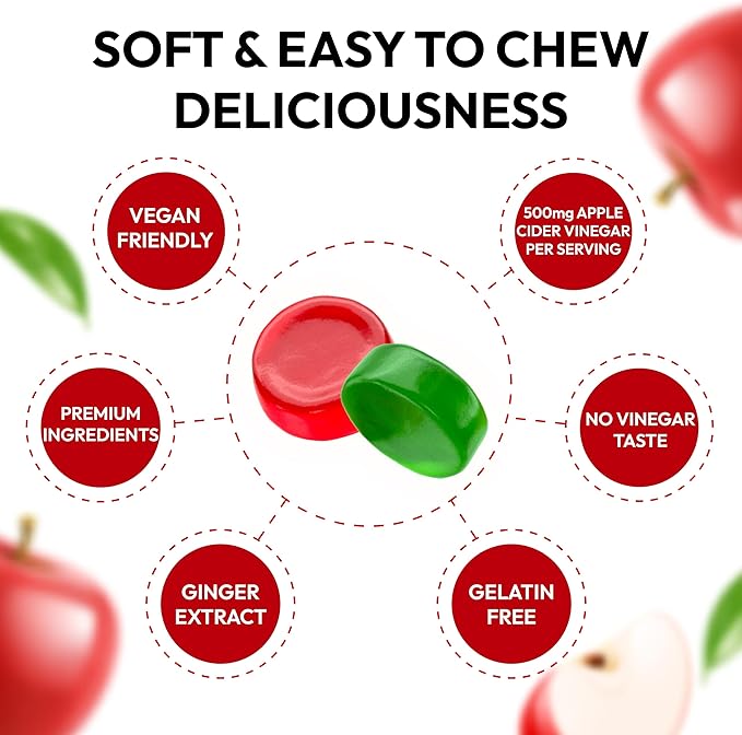 Keto ACV Gummies Advanced Weight Loss - ACV Keto Gummies Supplement for Women and Men - Metabolism, Detox, Cleanse - Apple Cider Vinegar Kelly Clarkson - Ginger + Apple Flavor - 61 CT-SeraviaPure