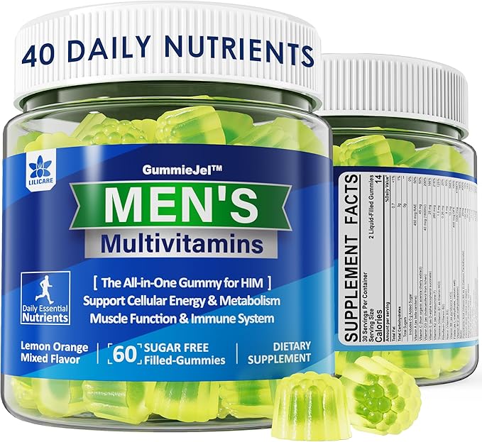 Mens Multivitamins Gummies, Multiminerals, Vegan Omega 3, CoQ10, Probiotics, Daily Mens Vitamins A C D3 E B6 B12, Methylated Multivitamin for Men - Energy, Immunity, Sugar Free, Vegan (No Iron) 60 Cts-SeraviaPure
