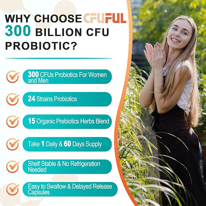 Probiotics for Women & Men - 300 Billion CFU, 24 Strains Probiotic + 15 Organic Herbs Prebiotics Blend, Daily Prebiotics and Probiotics for Digestive Health, Gut, Immune, Bloating - 2 Months Supply-SeraviaPure