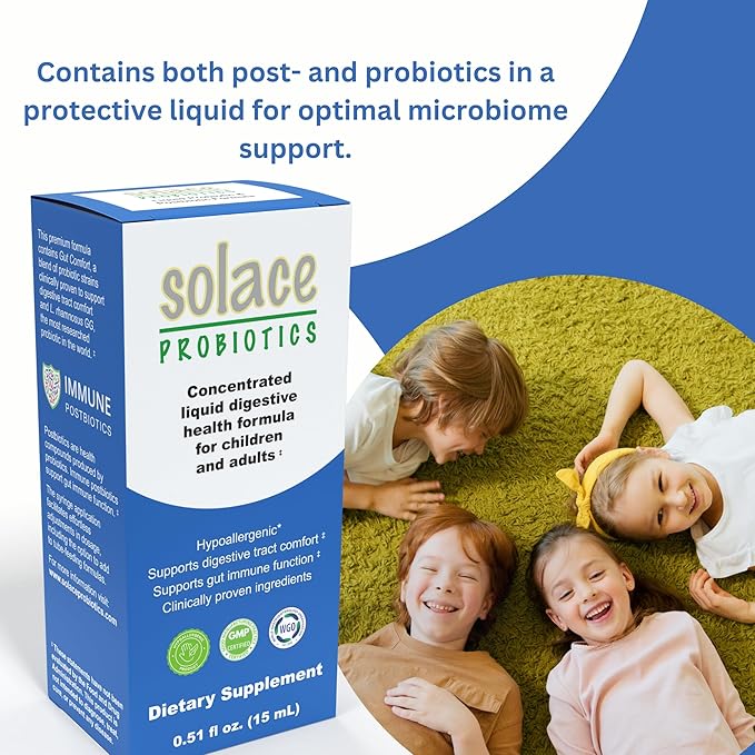 Solace Probiotics Liquid Formula for Adults and Kids - Concentrated Blend for Digestive Health and Immunity, Clinically Researched, Easy Syringe Application, Hypoallergenic - 15mL-SeraviaPure
