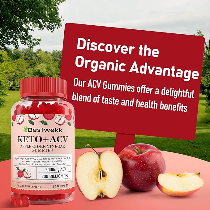 Apple Cider Vinegar Gummies, Max Strength 2000mg ACV Gummies with Probiotics, B12 and Keto, for Digestion, Metabolism, Gut & Immune Health, Gelatin-Free, Vegan & Non-GMO, 180 Gummies-SeraviaPure