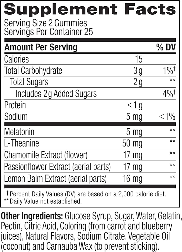 OLLY Extra Strength Sleep Gummy, 5 mg Melatonin, L-Theanine, Chamomile, Lemon Balm, Sleep Aid, BlackBerry - 50 Count-SeraviaPure