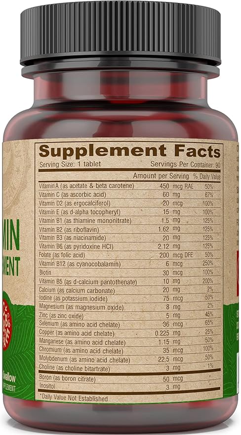 DEVA Tiny Tablets Vegan Multivitamins for Women & Men, Multivitamin Iron Free, Mineral Supplement, Vitamin C, Vitamin B Complex, Vitamin B12, Vitamin E, Zinc, Gluten Free, 90 Tablets-SeraviaPure