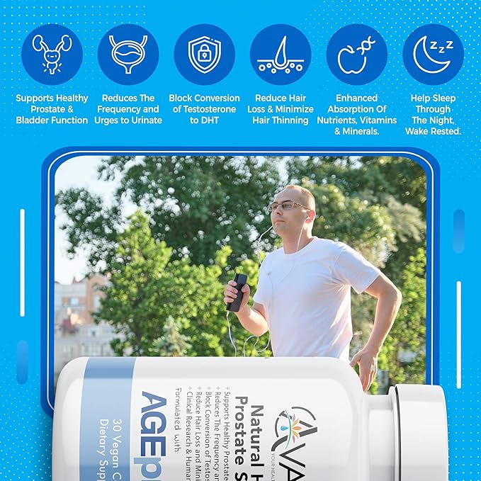 '- Best Natural Herbal Prostate Health Support - Supplement for Men - Reduce Frequent Urination & Midnight Bathroom Trips - DHT Blocker Hair Loss Supplement-SeraviaPure
