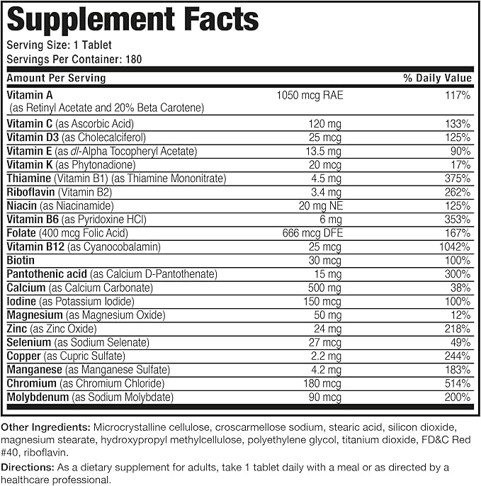 Bronson ONE Daily Women’s 50+ Complete Multivitamin Multimineral, 180 Tablets-SeraviaPure