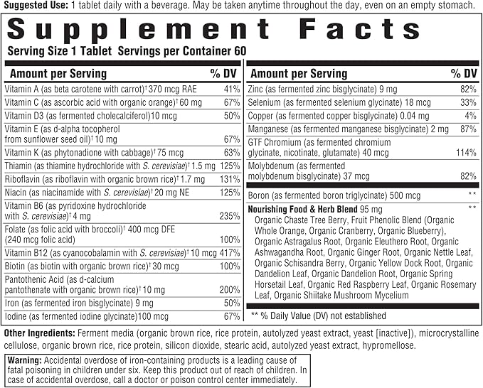 Innate Response Formulas Women's One Daily - Daily Multivitamin for Women - Supports Optimal Health and Well-Being - Vegetarian, Non-GMO, and Kosher - Made Without 9 Food Allergens - 60 Tablets-SeraviaPure