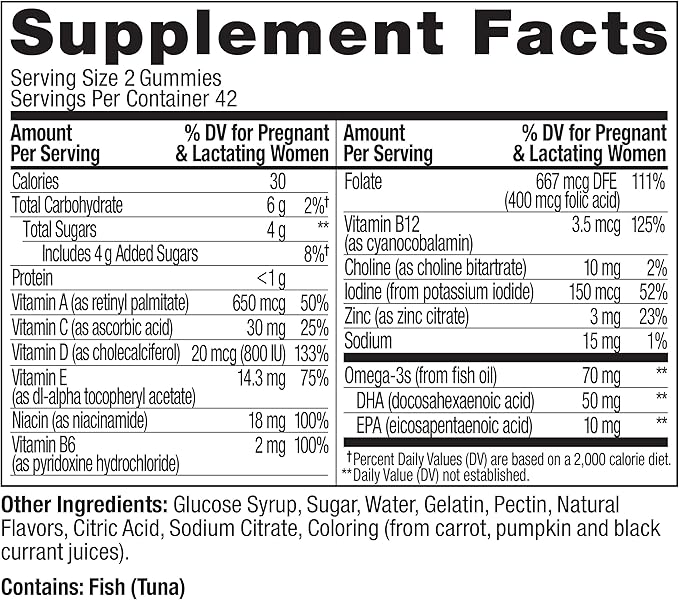 OLLY Essential Prenatal Gummy Multivitamin, Folic Acid, Vitamin D, Omega 3 DHA, Supports Healthy Growth and Brain Development, Citrus Berry - 84 Count-SeraviaPure