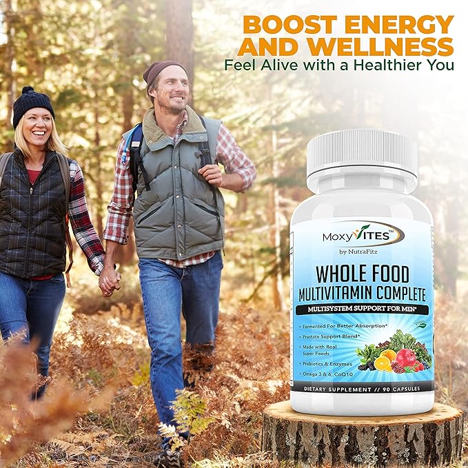 Mens Multivitamins - Daily Mens Vitamins with 44 Organic Whole Food - Multivitamin for Men with Iron & Fermented Nutrients - Vegan Daily Vitamin for Men with B-Complex, Probiotics, Omegas-SeraviaPure