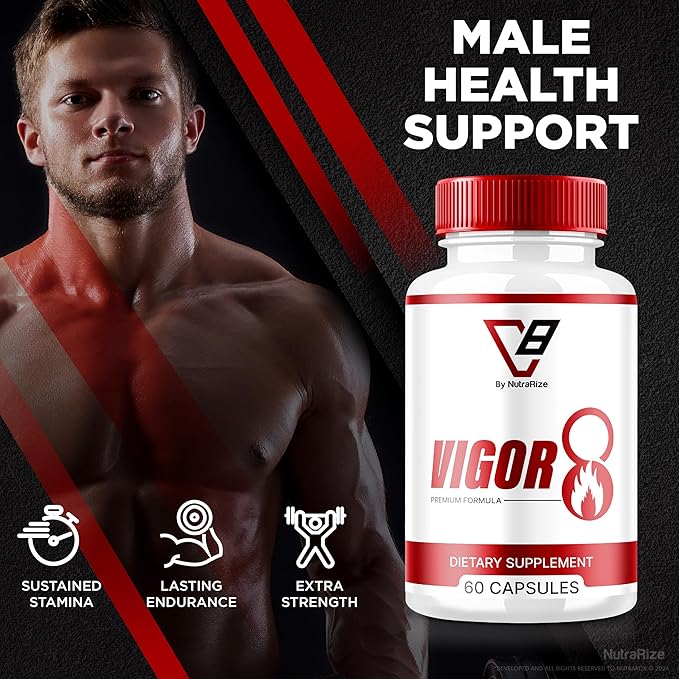 (2 Pack) Vigor 8 for Men, Vigor 8 Pills Male Enhancing Formula, Vigor Eight Supplement Capsules Test Boost, Vigor8 Stamina Booster Reviews Horny Goat Weed Tongkat Ali (120 Capsules)-SeraviaPure