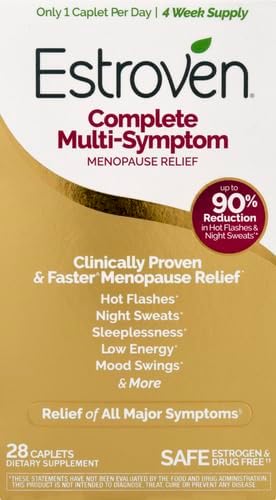 Estroven Complete Multi-Symptom Menopause Supplement for Women, 28 Ct., Clinically Proven Ingredient Provide Menopause Relief & Night Sweats & Hot Flash Relief, Drug-Free & Non-GMO-SeraviaPure