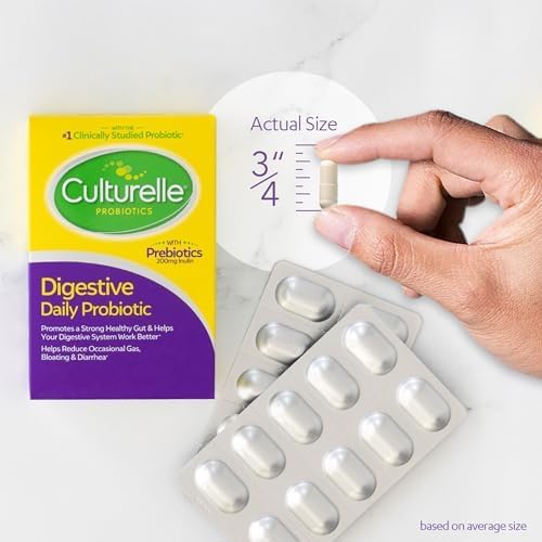 Culturelle Daily Probiotic Capsules For Men & Women, Most Clinically Studied Probiotic Strain, Digestive & Gut Health, Supports Occasional Diarrhea, Gas & Bloating, 1 Month Supply, 30 CT-SeraviaPure