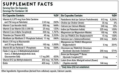 THORNE Men's Multi 50+ - Daily Multivitamin and Nutrients for Men Without Iron and Copper to Support Healthy, Active Lifestyle - Gluten-Free, Soy-Free - 180 Capsules - 30 Servings-SeraviaPure