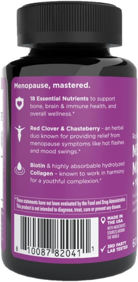 Hyland's Rock On Menopause + Youthful Skin Care Multivitamin for Women with Immune Support - 60 Capsules - Menopause Relief for Women with Biotin, Collagen, and Red Clover (Pack of 2)-SeraviaPure