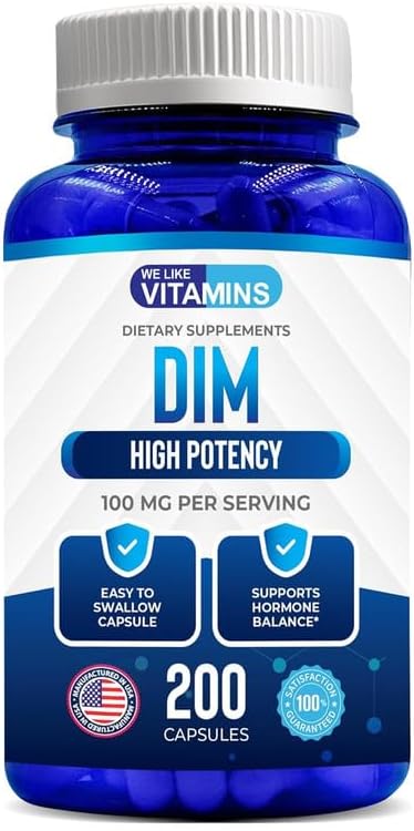 We Like Vitamins DIM 100mg 200 Capsules - 200 Day Supply - Diindolylmethane DIM Supplement for Support with Healthy Estrogen and Hormone Levels-SeraviaPure