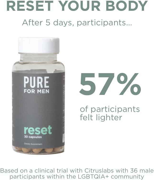 Pure for Men Detox Supplement, Reset | Promotes Digestive & Gut Health, Helps Remove Toxins & Supports Immune System, Colon Cleanse | 30 Capsules-SeraviaPure