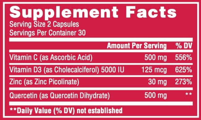 (2 Pack) ImmunoBlaster Zinc Quercetin 500mg with Vitamin D and C Antioxidant Immune Support High Potency Quercetin Zinc Supplement for Men and Women - Gluten, Soy, & Dairy Free - 120 Count (Twin Pack)-SeraviaPure