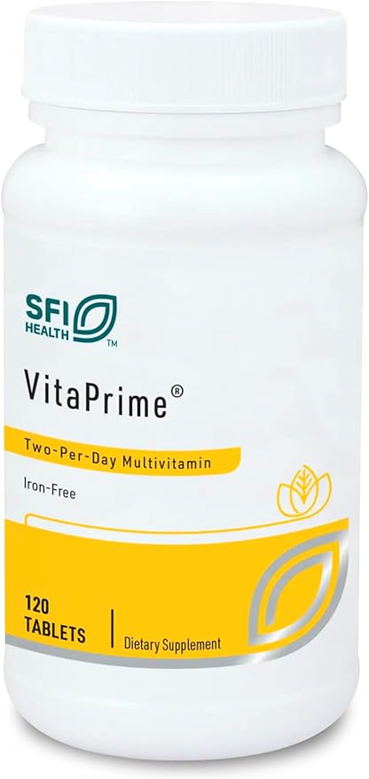 Klaire Labs Vitaprime - Multivitamin & Mineral with B Vitamins, Folate, Antioxidants & Vitamin E - Nutrients to Help Support Energy - Twice Daily, Iron-Free Multivitamin (120 Tablets)-SeraviaPure