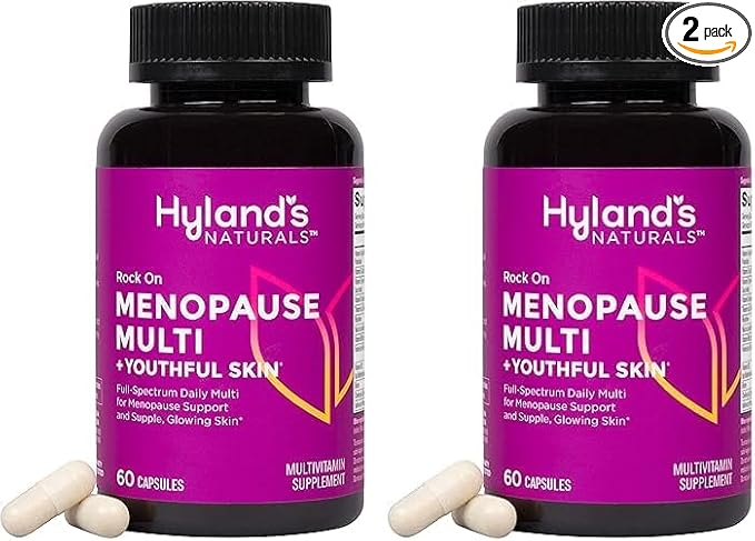 Hyland's Rock On Menopause + Youthful Skin Care Multivitamin for Women with Immune Support - 60 Capsules - Menopause Relief for Women with Biotin, Collagen, and Red Clover (Pack of 2)-SeraviaPure