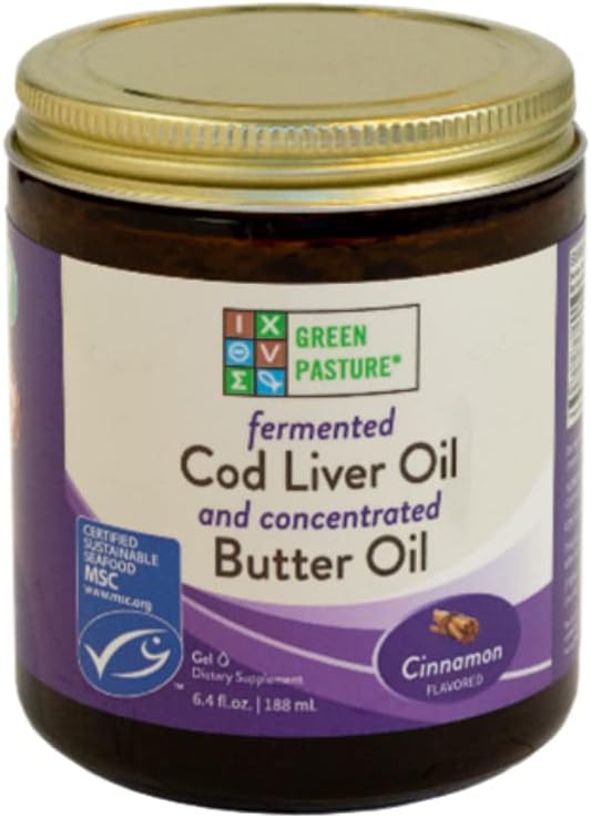 Green Pasture Butter Oil/Fermented Cod Liver Oil Blended Gel - 6.4 oz.- Cinnamon-SeraviaPure