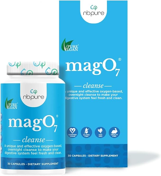 nbpure MagO7 - Natural Colon Cleanse & Detox - Occasional Constipation Relief, Stool Softening, & Bloating Support for Men & Women - Ozonated Magnesium Oxide, 30 Capsules-SeraviaPure