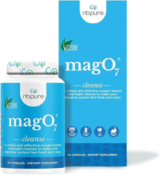 nbpure MagO7 - Natural Colon Cleanse & Detox - Occasional Constipation Relief, Stool Softening, & Bloating Support for Men & Women - Ozonated Magnesium Oxide, 30 Capsules-SeraviaPure