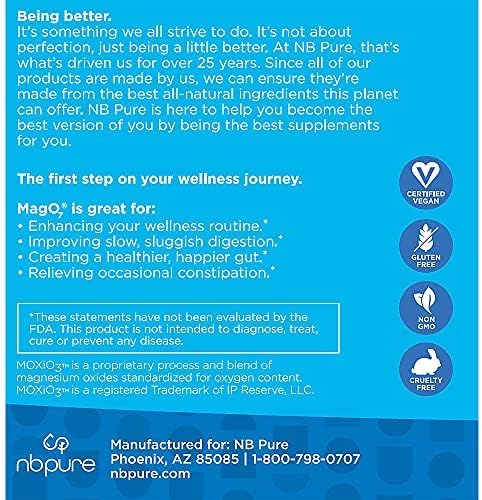 nbpure MagO7 - Natural Colon Cleanse & Detox - Occasional Constipation Relief, Stool Softening, & Bloating Support for Men & Women - Ozonated Magnesium Oxide, 90 Capsules-SeraviaPure