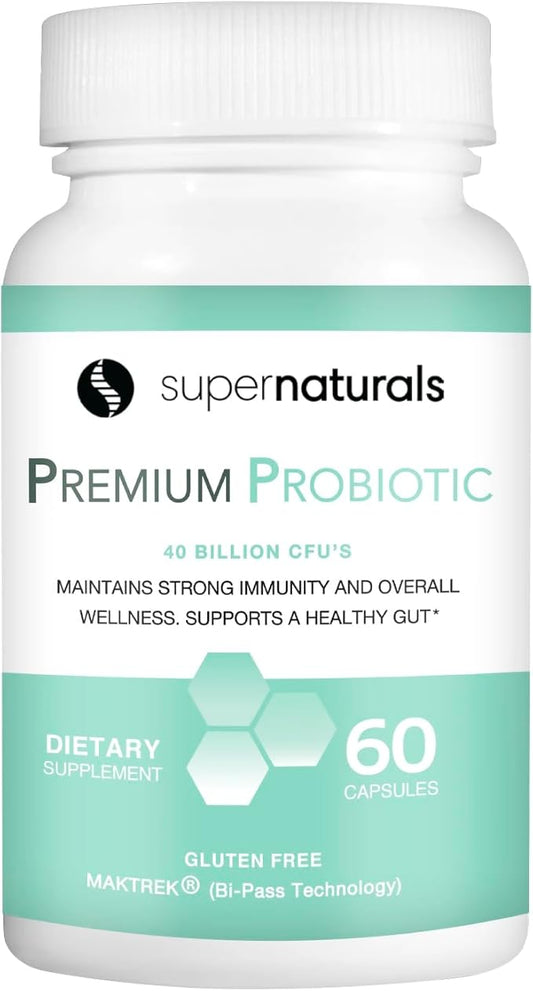 Premium Probiotics, 40 Billion CFU Probiotics for Digestive Health, Made with MAKTrek Bipass Technology, Women & Mens Probiotics for Gut Health, 60 Probiotic Capsules-SeraviaPure