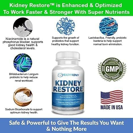 Kidney Restore Kidney Cleanse and Kidney Health Supplement to Support Normal Kidney Function, Vitamins for Kidney Health 60 caps - 2 Pack-SeraviaPure