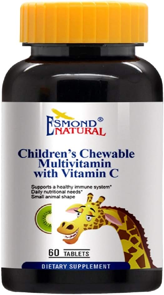 (3 Pack) Esmond Natural: Children's Chewable Multivitamins with Vitamin C (Former Kiwi Fruit Complex), GMP, Natural Product Assn Certified, Made in USA - 180 Tablets-SeraviaPure
