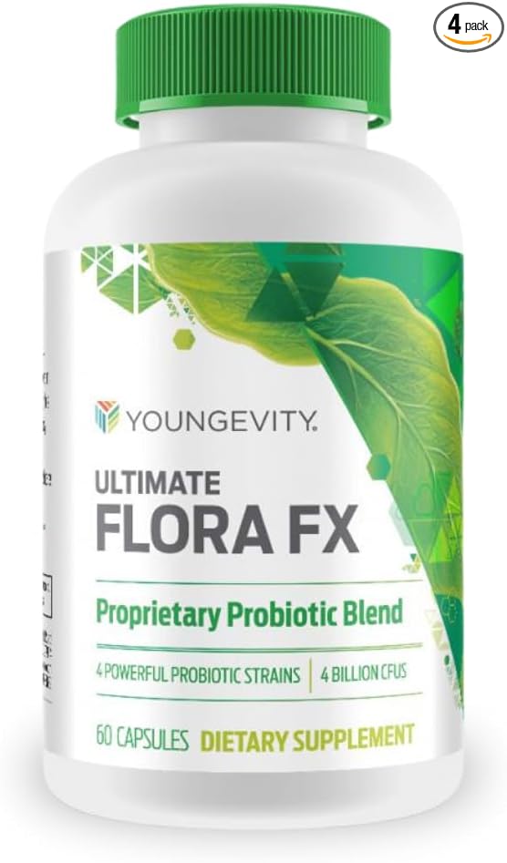 Youngevity Ultimate Flora FX Probiotic Supplement - 4 Bottles 60 Capsules Per Bottle-SeraviaPure