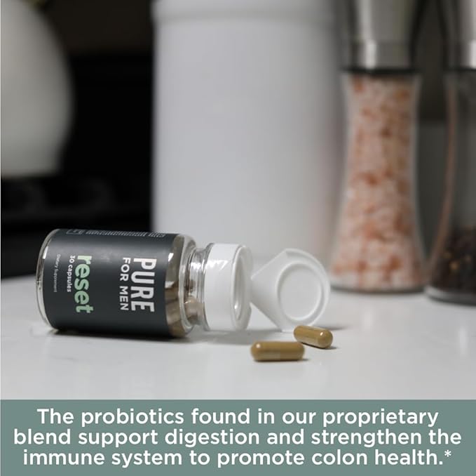 Pure for Men Detox Supplement, Reset | Promotes Digestive & Gut Health, Helps Remove Toxins & Supports Immune System, Colon Cleanse | 30 Capsules-SeraviaPure