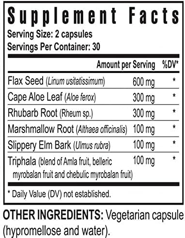 Youngevity Slender Fx™ Cleanse Fx™ - Super Colon Cleanse 15 Day - Natural Herb Blend - Flax Seed, Cape Aloe, Rhubarb Root, Triphala, Slippery Elm, Marshmallow Root - 60 Capsules-SeraviaPure