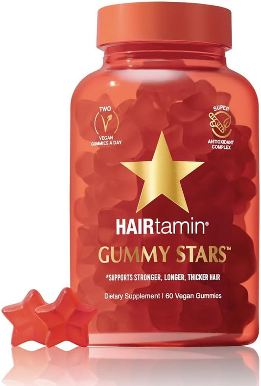 HAIRtamin Vegan Gummy Stars Hair Vitamins | Non-GMO | All Natural Biotin Hair Vitamin Gummies to Maintain Healthy Hair Skin & Nails | Multivitamin Supplement-SeraviaPure