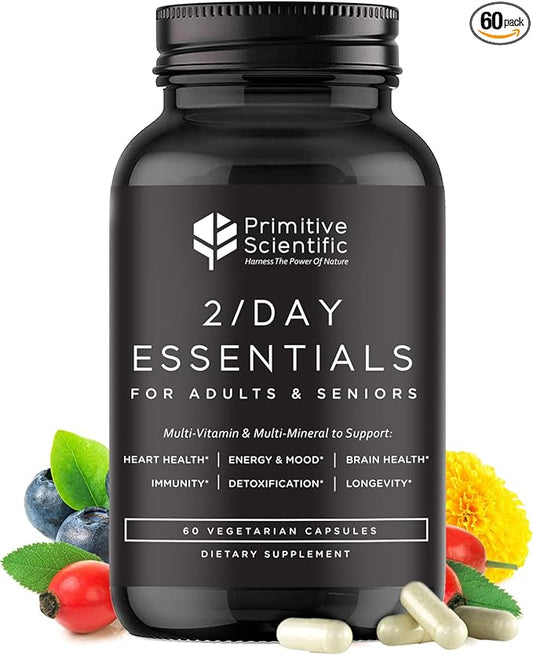 Whole Food Multivitamins for Adults & Seniors - Multivitamins for Women & Men - 2X a Day Adult Vitamins with Vitamin A, C & D3 - Natural & Sugar-Free | 60 Caps [30 Servings]-SeraviaPure