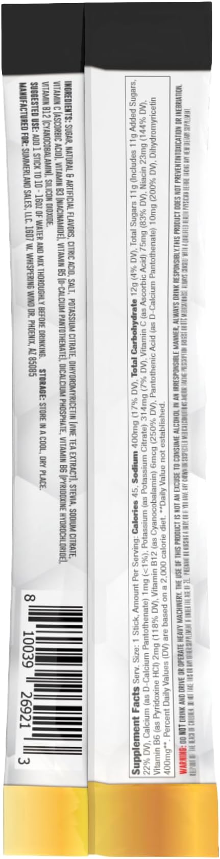 Stinger Detox Anti-Buzz Post-Celebration, Hydration & Multivitamin Packet Drink Mix | DHM, VIT. B Complex, Riboflavin, Niacin + Electrolytes | Tropical Punch 1 Pack (6 Servings)-SeraviaPure