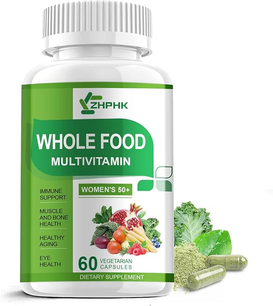 Multivitamin for Women 50 and Over, Whole Food Multivitamins Minerals Organic Extracts Women's 50+ Multivitamin for Energy Support, Nourish Hair, Skin, Nails Health, 60 Capsules-SeraviaPure