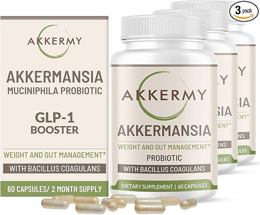Akkermansia Muciniphila Probiotic for Weight & Gut Management - GLP-1 Boosting Supplement with Bacillus Coagulans, Vitamins B2, D3 & Chromium - SIBO Friendly, Vegan & Gluten Free - 180 Day Supply-SeraviaPure