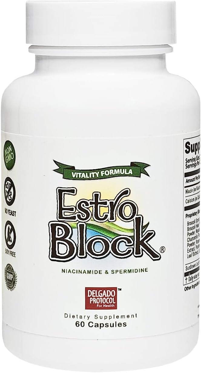 EstroBlock Vitality - 60 Capsules - Antioxidant Detox Supplement for Cellular Regeneration, with Niacinamide and Spermidine