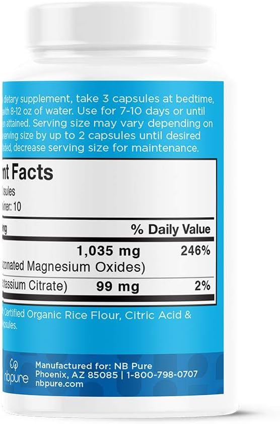 nbpure MagO7 - Natural Colon Cleanse & Detox - Occasional Constipation Relief, Stool Softening, & Bloating Support for Men & Women - Ozonated Magnesium Oxide, 30 Capsules-SeraviaPure