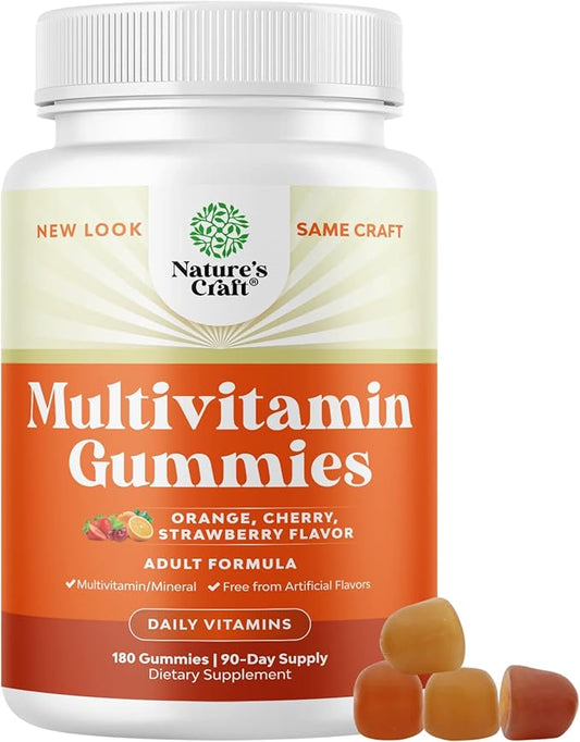Potent Daily Multivitamin Gummies for Adults - Wellness Blend of Vitamin D A C E B12 Zinc and Biotin - Adult Vitamin Gummy for Energy and Immune Health - Non-GMO Gluten Free and Halal - 180 Gummies-SeraviaPure