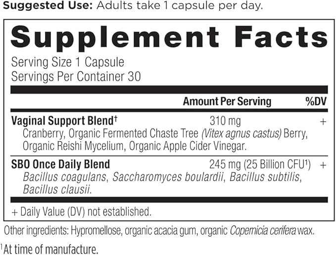 Ancient Nutrition Probiotic for Women, Once Daily Women's Probiotics for Vaginal Health, 30ct, Healthy Yeast Balance for Feminine Care, Made with Cranberry and Apple Cider Vinegar, 25 Billion CFUs*-SeraviaPure