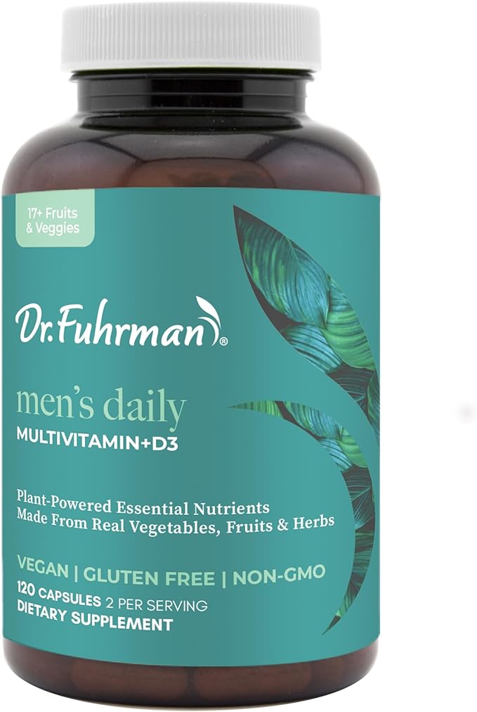 Dr. Fuhrman Daily Whole Food Multivitamin for Men - 120 Capsules, Vegan Formula for Optimal Health and Vitality, Specifically Designed for Men Over 50-SeraviaPure