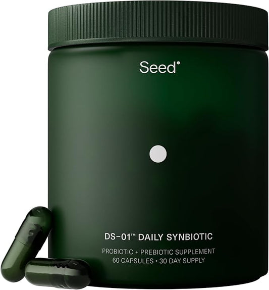 Seed DS-01 Daily Synbiotic - Prebiotic and Probiotic for Women & Men - Digestive Health, Gut Health, Immune Support, Bloating & Constipation Relief - Vegan & Shelf-Stable - 60 Capsules (30-Day Supply)-SeraviaPure
