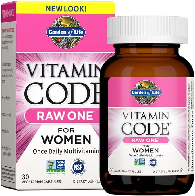 Garden of Life Multivitamin for Women, Vitamin Code Raw One for Women, Once Daily, Whole Food Iron, Probiotics for Womens Health, Gluten Free Vegetarian, 30 Count-SeraviaPure