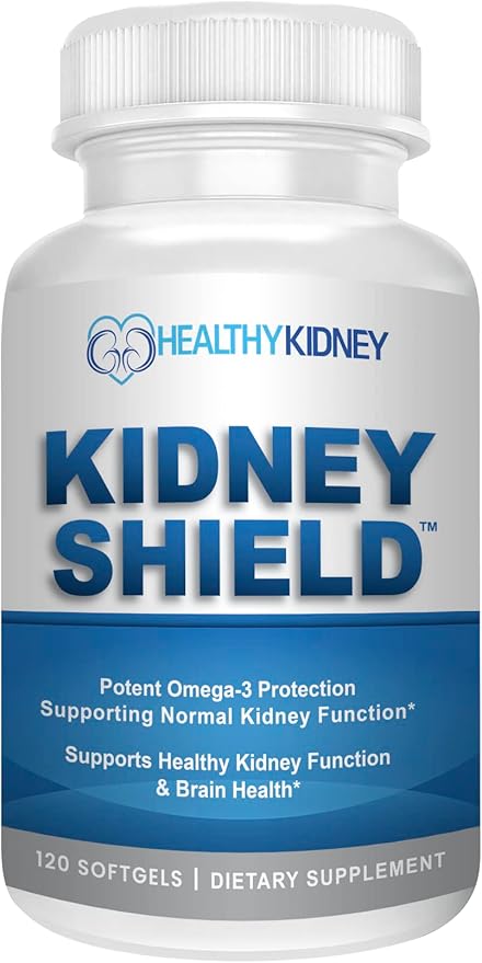 Kidney Shield Omega 3 Fish Oil Supplements - DHA EPA Omega 3 Supplement for Women & Men Kidney Health - Omega3 to Support Normal Kidney Function & Kidney Cleanse Detox & Repair - 120 Lemon Softgels-SeraviaPure