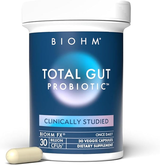 BIOHM Total Probiotic, 30 Billion CFU Daily Probiotics for Women & Men (30 Count) Helps Reduce Occasional Gas & Bloating, Supports Digestion & Total Gut Health, Non-GMO, Vegan-SeraviaPure