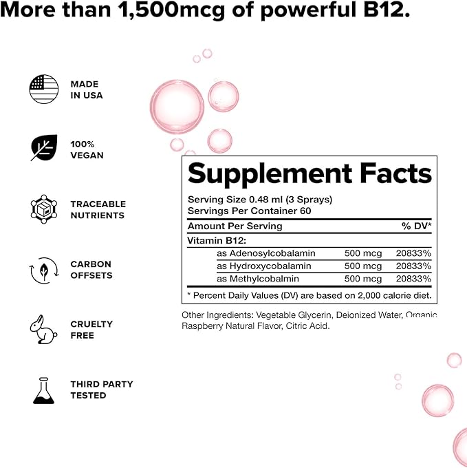 Complement Bundle- Vegan Multivitamin (90 Capsules) & Triple B12 Spray (60 Servings) - Complete Nutrition with Omega 3, Vitamins D3 K2, Zinc, Magnesium & Raspberry- Flavored B12 for Energy & Health-SeraviaPure